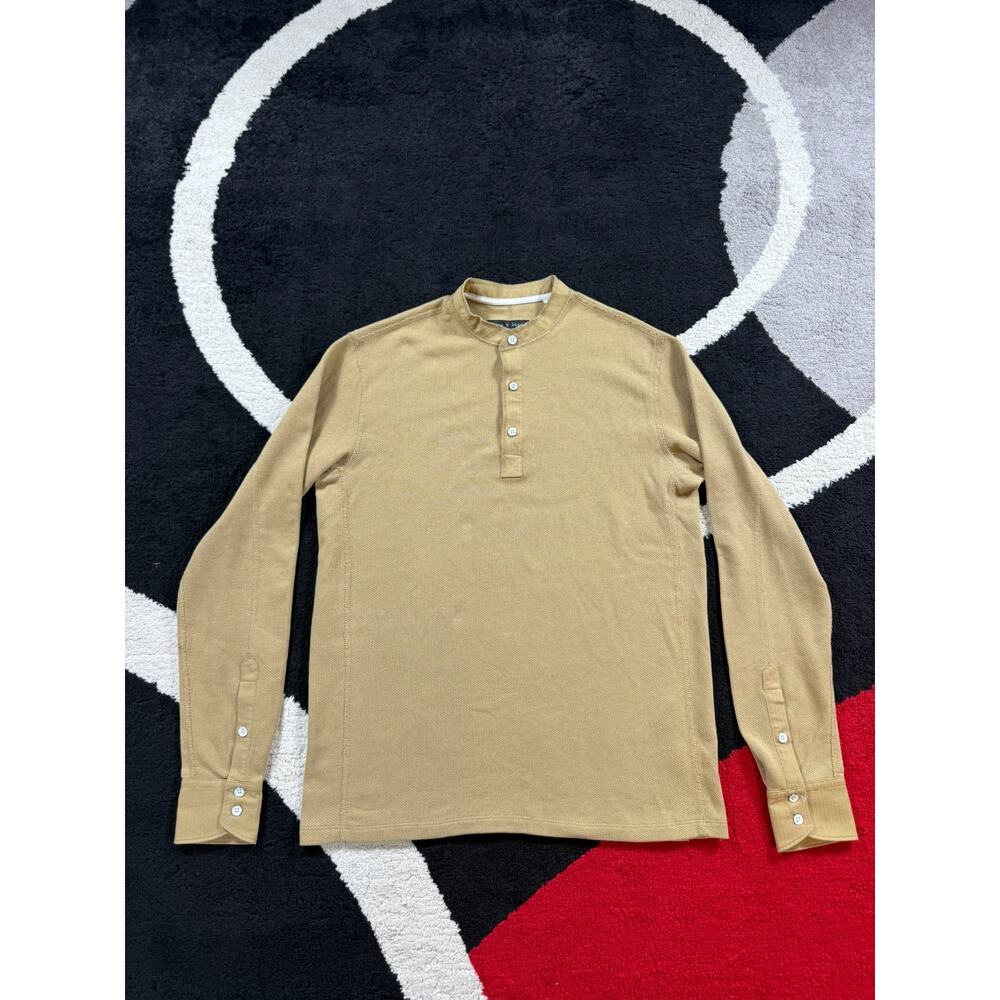 Rag Bone Shirt Mens Small Yellow Henley Long Sleeve Crewneck Casual Cotton Knit